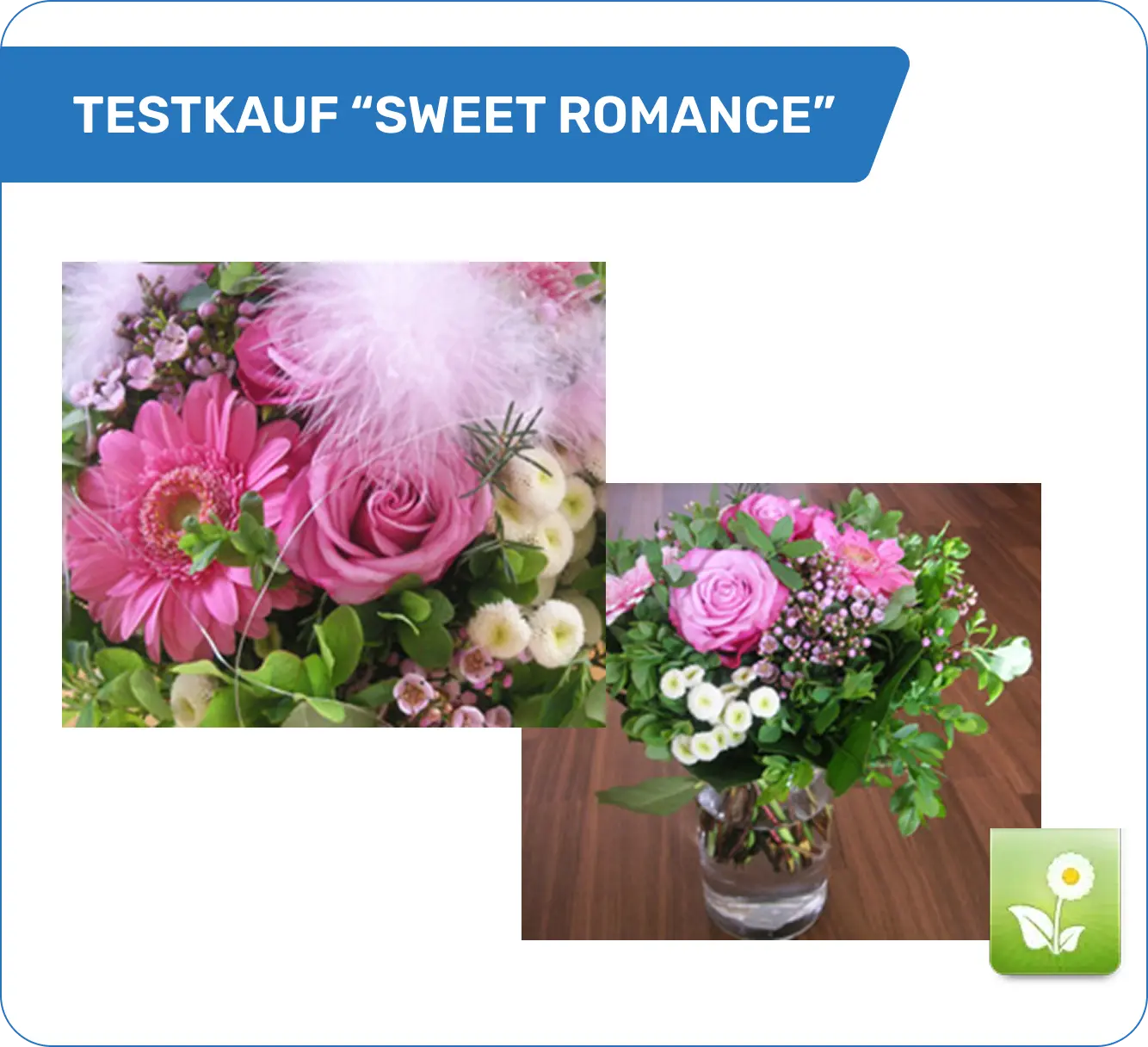 Blumenstrauß 'Sweet Romance' aus einer älteren Testbestellung