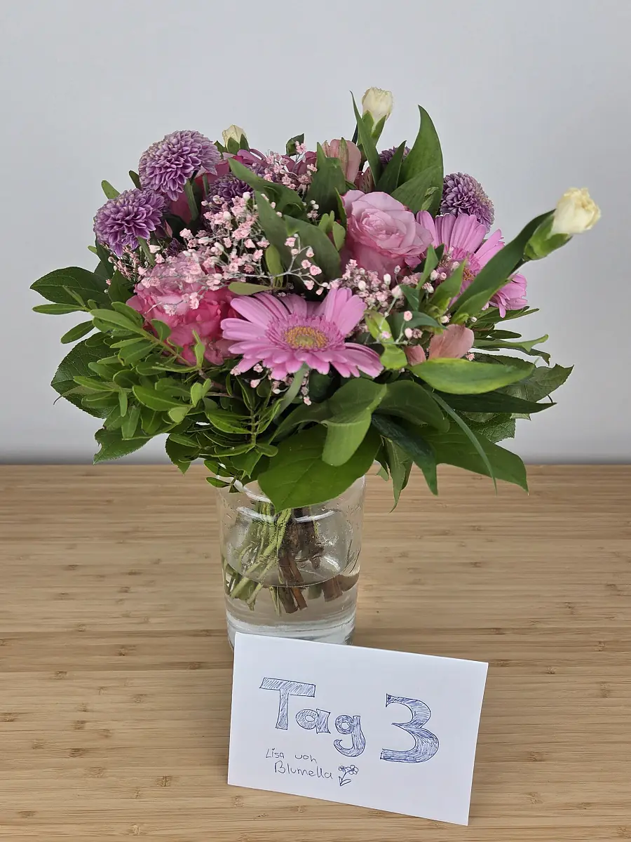 BLUME2000 Strauß Tag 3, alle Blumen frisch, Alstromerien weiter geöffnet
