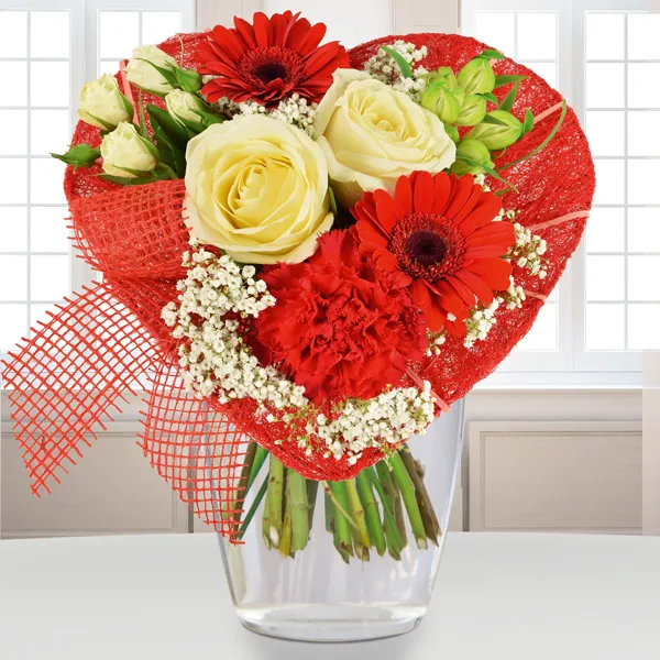 Blumenstrauß Von Herzen Rot-Weiss